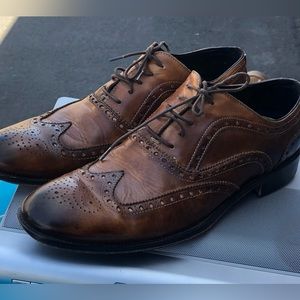 Giavan Vero Cuoio Men Made in Italy Dress Shoes (Wing Tip Oxford) Size 44/10US